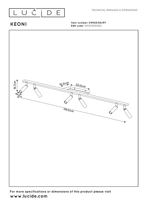 Lucide KEONI - Spot plafond - 6xG9 - Café | Essential - technique